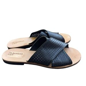Jil Sanders Navy Black Slide Sandals, Size 41